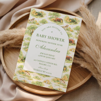 Vintage Farm Tractor Countryside Baby Shower Invitation