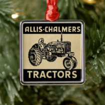 Vintage Farm Tractor Metal Ornament