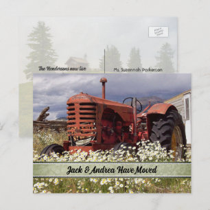 Vintage Farm Tractor New Address Postcards