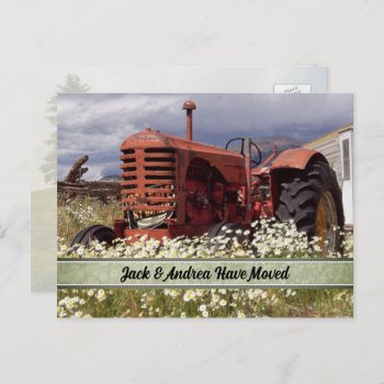 Vintage Farm Tractor New Address Postcards by DustyFarmPaper at Zazzle