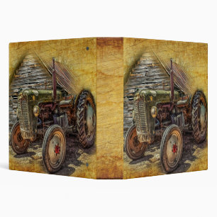 Vintage Farm Tractor Old Barn Shed 3 Ring Binder