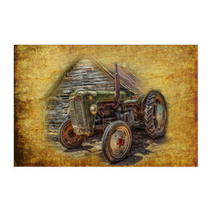 Vintage Farm Tractor Old Barn Shed Acrylic Print