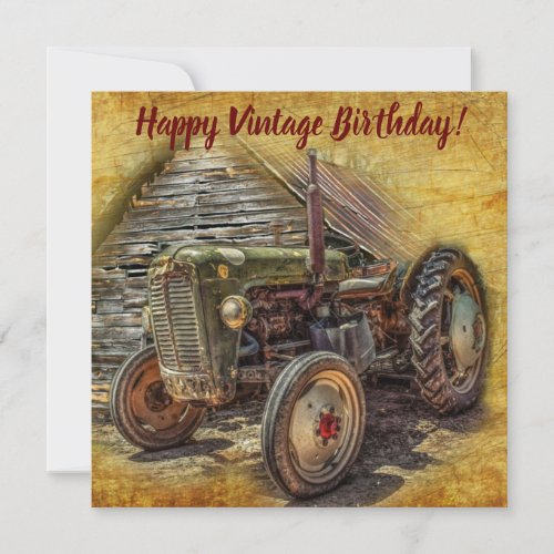 Vintage Farm Tractor Old Barn Shed Birthday Card