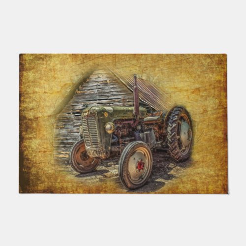 Vintage Farm Tractor Old Barn Shed Doormat