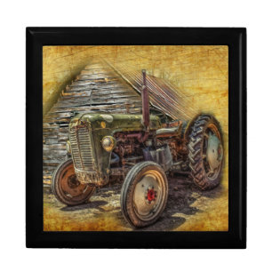 Vintage Farm Tractor Old Barn Shed Gift Box