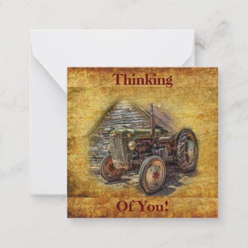 Vintage Farm Tractor Old Barn Shed Note Card