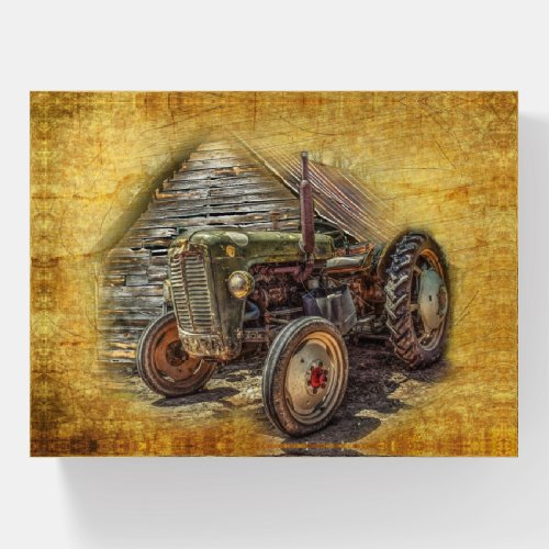 Vintage Farm Tractor Old Barn Shed Paperweight