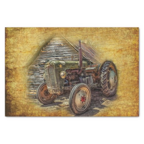 Vintage Farm Tractor Old Barn Shed Tissue Paper