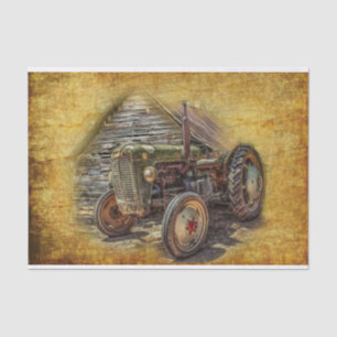 Vintage Farm Tractor Old Barn Shed Tissue Paper