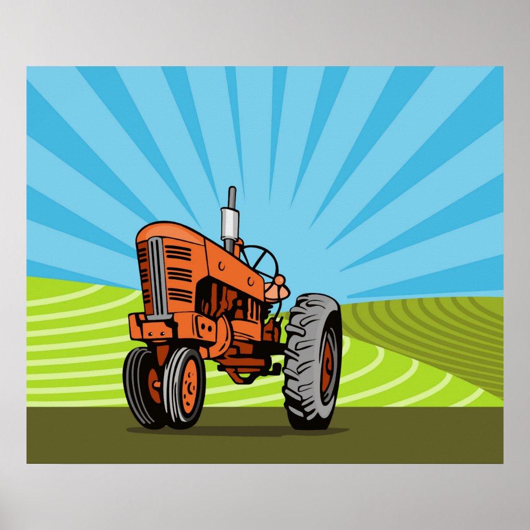 Vintage Farm Tractor Poster Zazzle