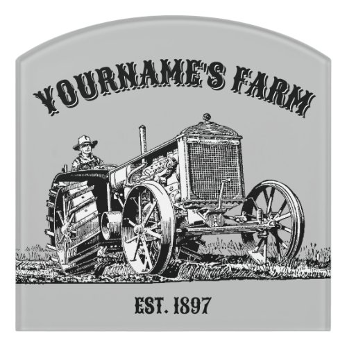 Vintage Farm Tractor Template Door Sign