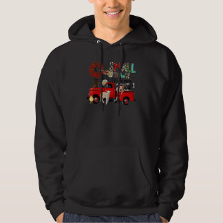 Vintage Farm Truck Red Barn Small Town Christmas F Hoodie