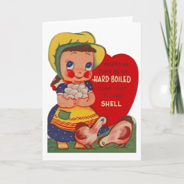 Vintage Farmer Girl Valentine's Day Card (Front)
