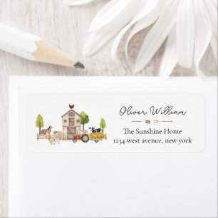 Vintage Farmer Tractor Baby Shower Rreturn Address Label