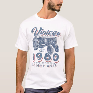 Vintage Farmer Tractor Established 1980 41St Birth T-Shirt