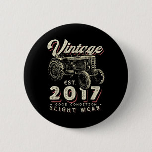 Vintage Farmer Tractor Established 2017 5th Birthd Button