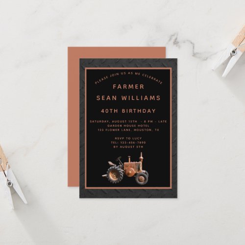 Vintage Farmers 40th Birthday Party Invitation