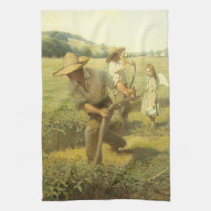 Vintage Farmers, Back to the Farm by NC Wyeth Kitchen Towel