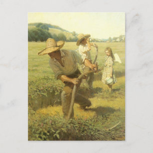 Vintage Farmers, Back to the Farm by NC Wyeth Postcard