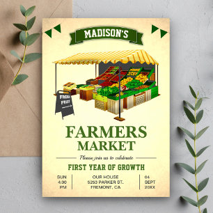 Vintage Farmers Market First 1st Birthday Party Invitation