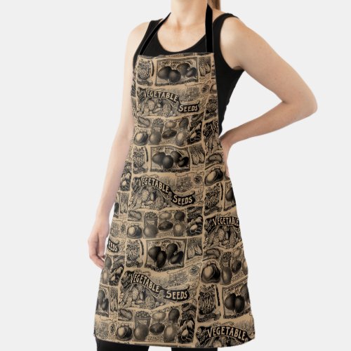 Vintage Farmers Market Vegetable Garden Pattern Apron