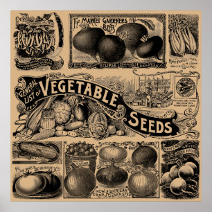 Vintage Farmers Market Vegetable Garden Poster