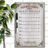 Black Chalkboard Kitchen Personalize Weekly Menu Dry-Erase Board