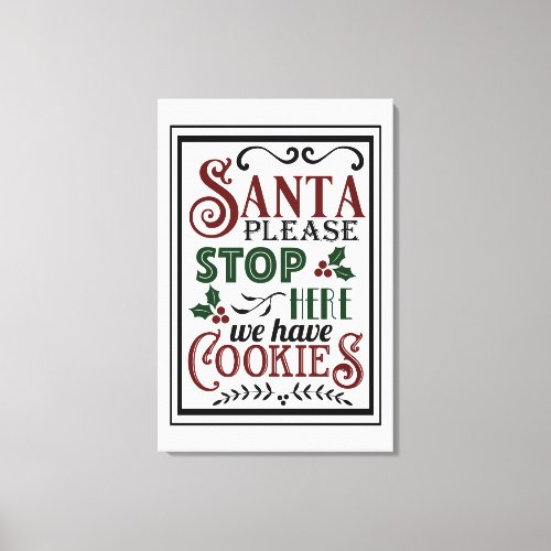 Vintage farmhouse Christmas canvas art red green