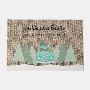 Vintage Farmhouse Christmas - Family Welcome Doormat