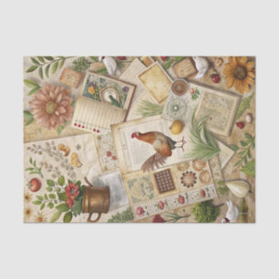 Vintage Farmhouse Collage Tissue Paper