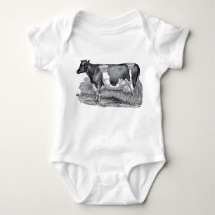 Vintage Farmhouse Cow Baby Bodysuit