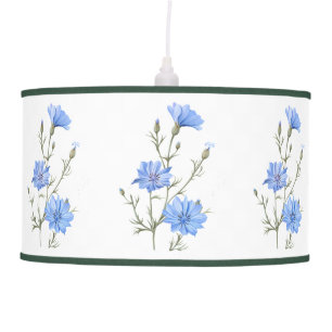 Vintage Farmhouse Decor Blue Cornflower Garden Ceiling Lamp