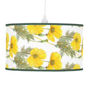Vintage Farmhouse Decor California Poppy Yellow Ceiling Lamp