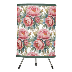 Vintage Farmhouse Decor Vintage Peony Garden Flora Tripod Lamp