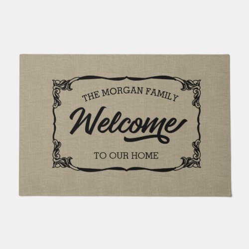 vintage farmhouse family welcome doormat