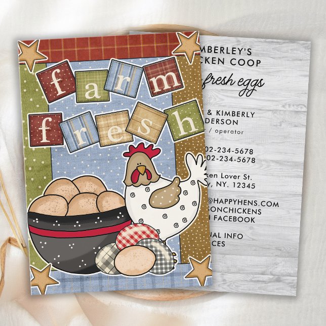Vintage Farmhouse Farm Fresh Eggs Chicken Hens Egg Business Card (Creator Uploaded)