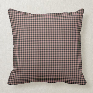 Vintage Farmhouse Gingham/Brown Throw Pillow