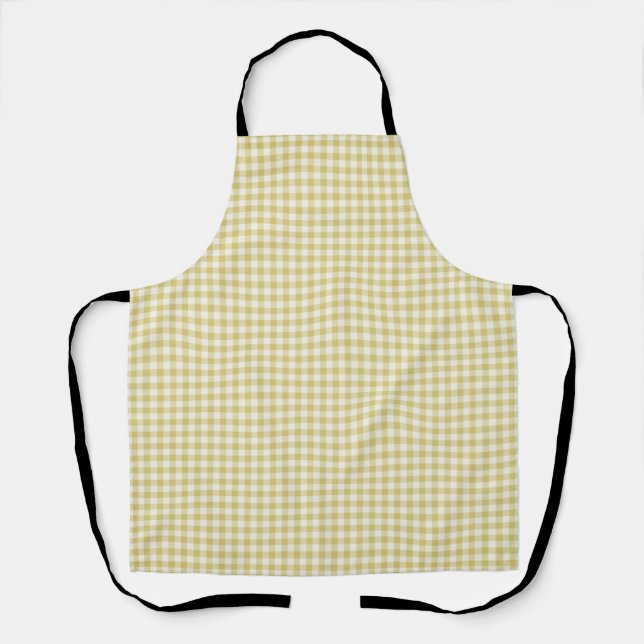 Vintage Farmhouse Gingham, Light Green & Beige Apron (Front)