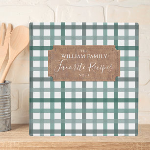Vintage Farmhouse Green Plaid Recipe Cookbook 3 Ring Binder