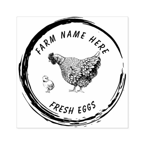 Vintage Farmhouse Hen  Eggs Family Rubber Stamp
