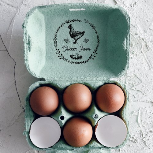 Vintage Farmhouse Hen Personalised Egg Carton Rubber Stamp