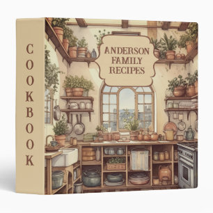 Vintage Farmhouse Kitchen Custom Family Recipes 3 Ring Binder