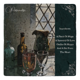 Vintage Farmhouse Kitchen Rustic Green Stone Trivet