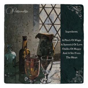 Vintage Farmhouse Kitchen Rustic Green Stone Trivet