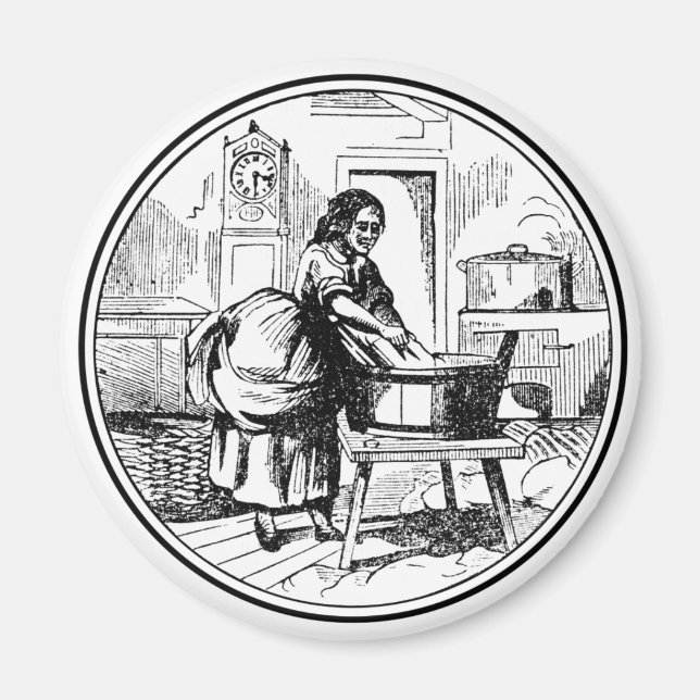 Vintage Farmhouse Laundry Room Illustration White Magnet (Front)