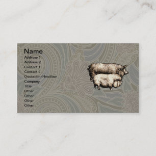 Vintage Farmhouse Pig Country Antique Livestock Business Card