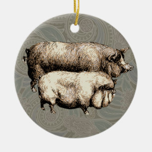 Vintage Farmhouse Pig Country Antique Livestock Ceramic Ornament