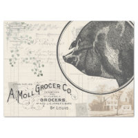 Vintage Farmhouse Pig Grocery Decoupage Paper
