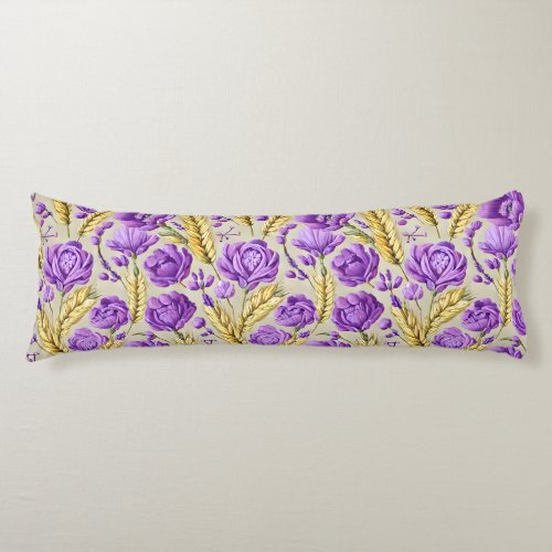 Vintage Farmhouse Purple Flowers Body Pillow