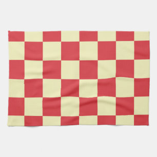 Vintage Farmhouse Red and Cream Checkered Kitchen Towel